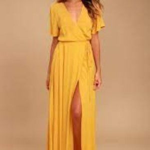 Lulu’s Much Obliged Golden Yellow Wrap Maxi